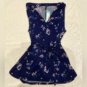 41 Hawthorn Gabriella Maternity Pleat Detail Tie Waist Top- Navy Floral Print